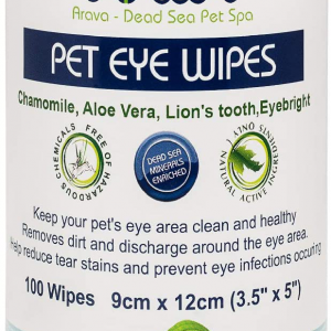 Arava Natural Pet Eye Wipes for Grown Dogs, Puppies and Cats- 100 Count- Free Shipping